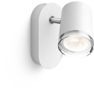 Weißer Philips Hue Adore LED Spot mit Dimmer für das Badezimmer.