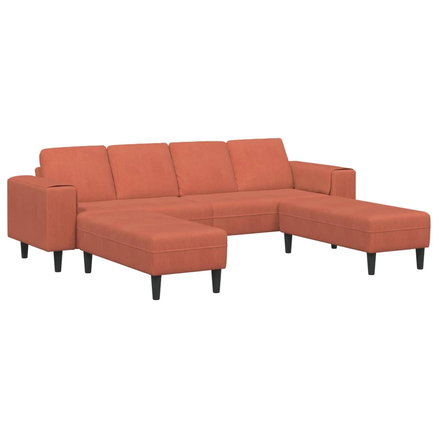 vidaXL Sofa mit Kissen Rot-Orange 250 x 188 x 76 cm Cordstoff 3335138