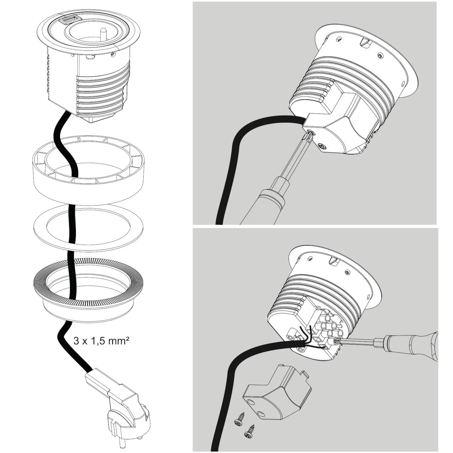 SOTECH Einbausteckdose Rund Ø85 mm Edelstahloptik Gebürstet mit Je 1x Schuko und USB A_4