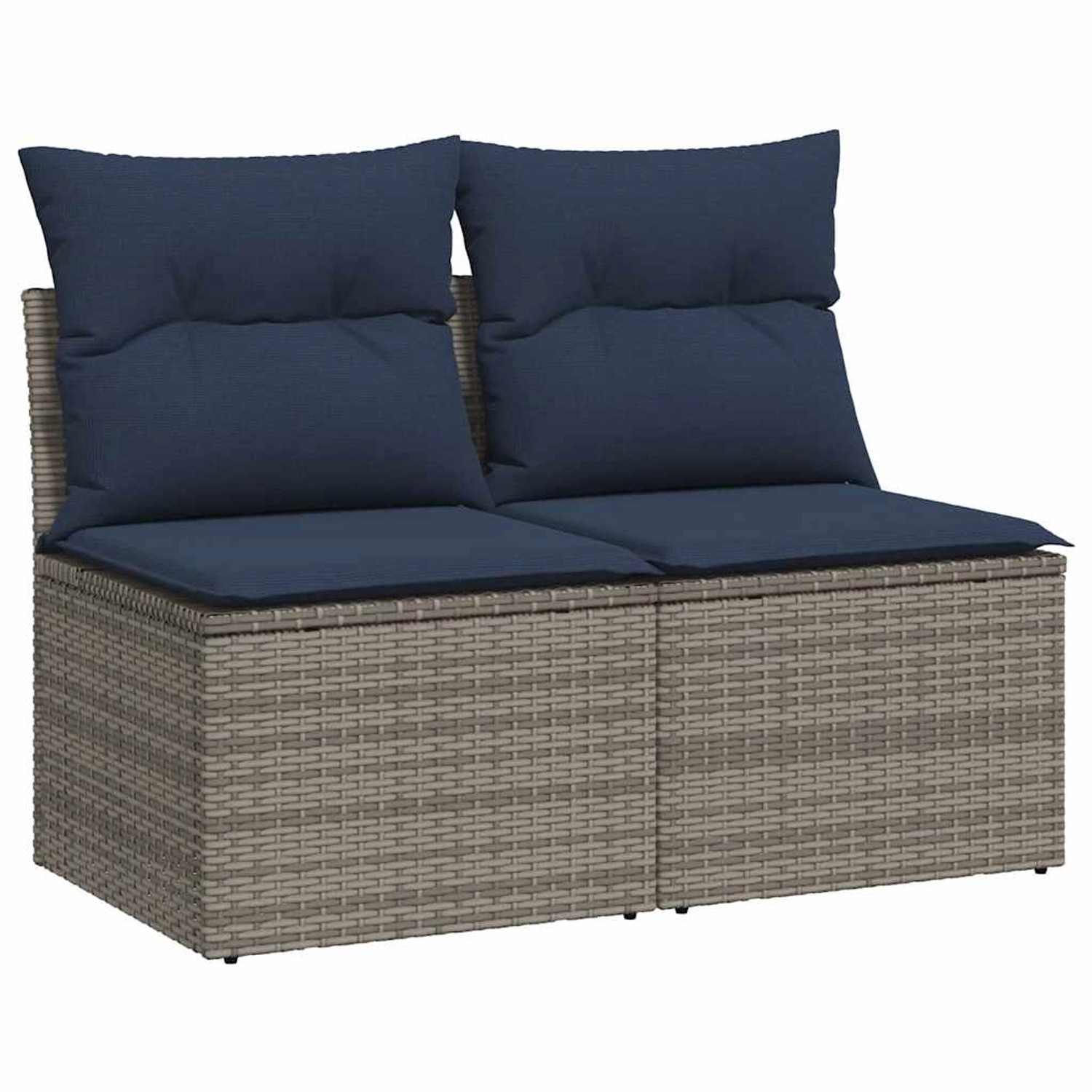 vidaXL 2-Tlg Garten-Sofagarnitur mit Kissen Grau Poly Rattan Akazie 3325237 günstig online kaufen