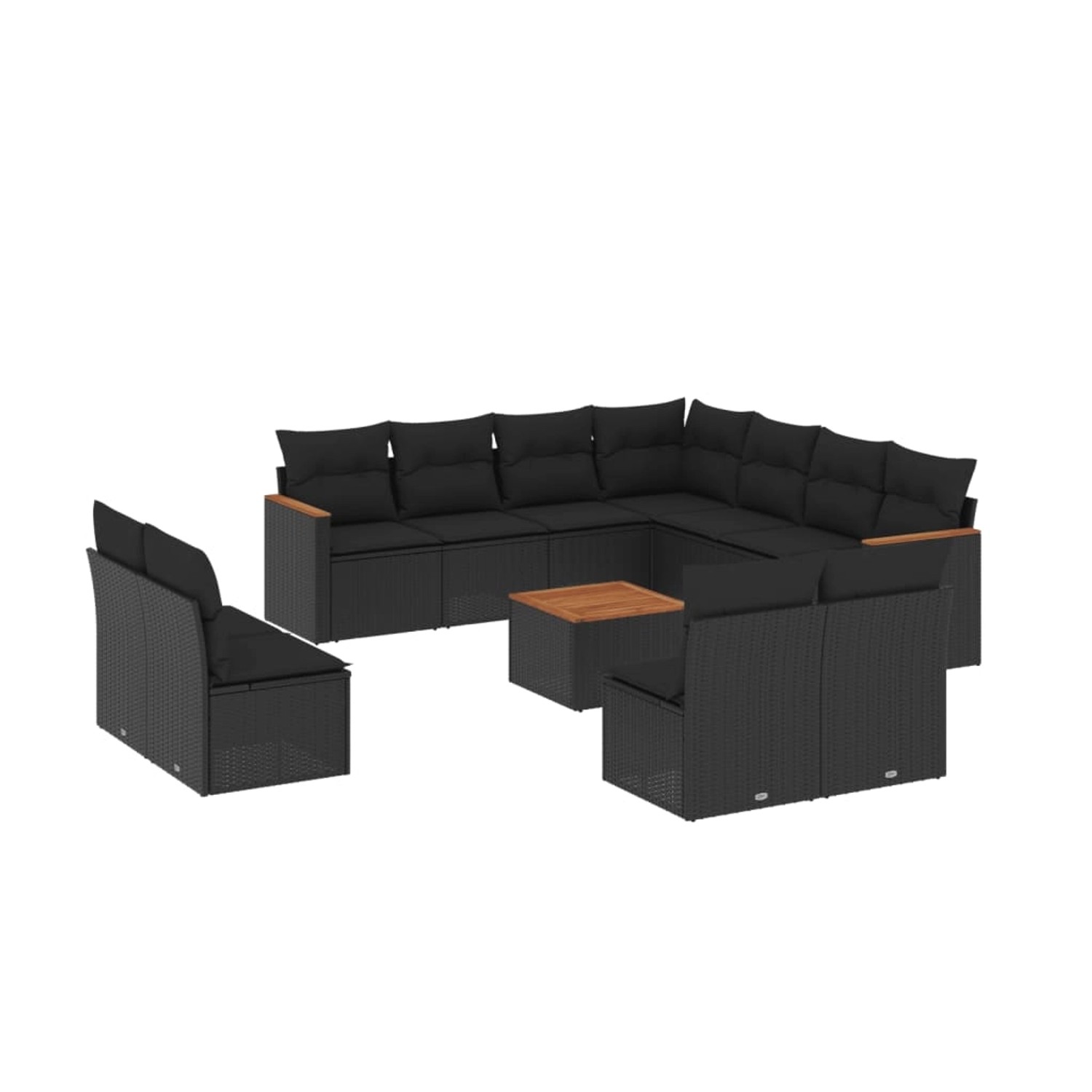 vidaXL 12-Tlg Garten-Sofagarnitur mit Kissen Schwarz Poly Rattan 3226090 günstig online kaufen