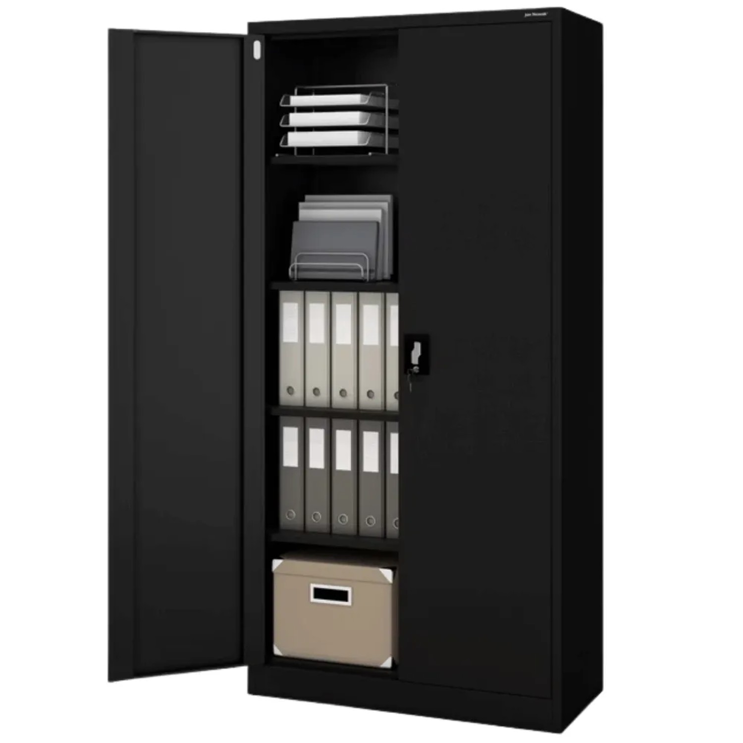 JAN NOWAK Aktenschrank Abschließbar JAN mit Flügeltüren 185 x 90 x 40 cm Schwarz