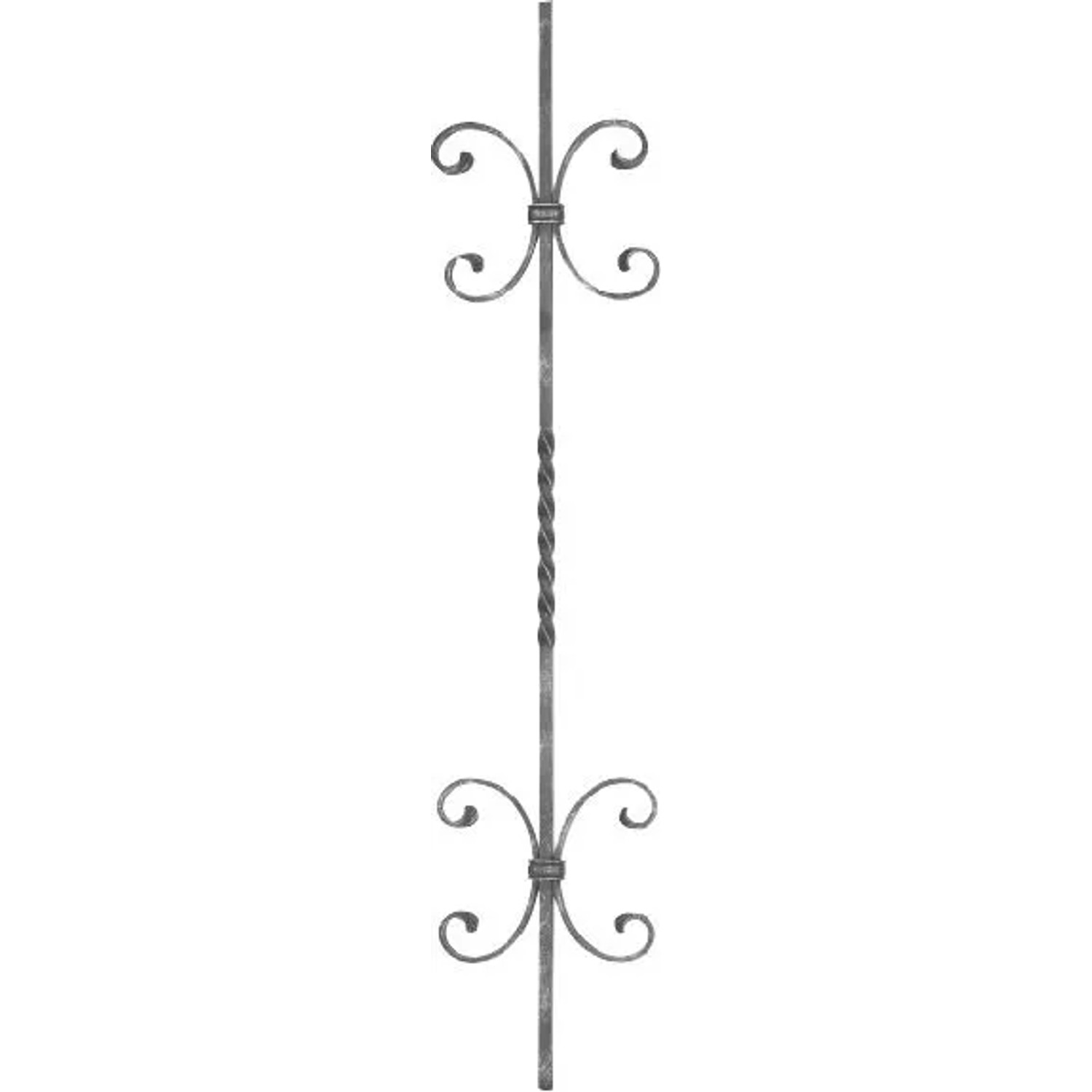 FeNau Zierstab Stahl Roh 12x12 mm H 900 mm Gedreht Mit C-Schnecken