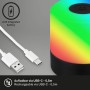 Brilo Akku-Tischleuchte Smal Schwarz mit RGB und USB-C Kabel.