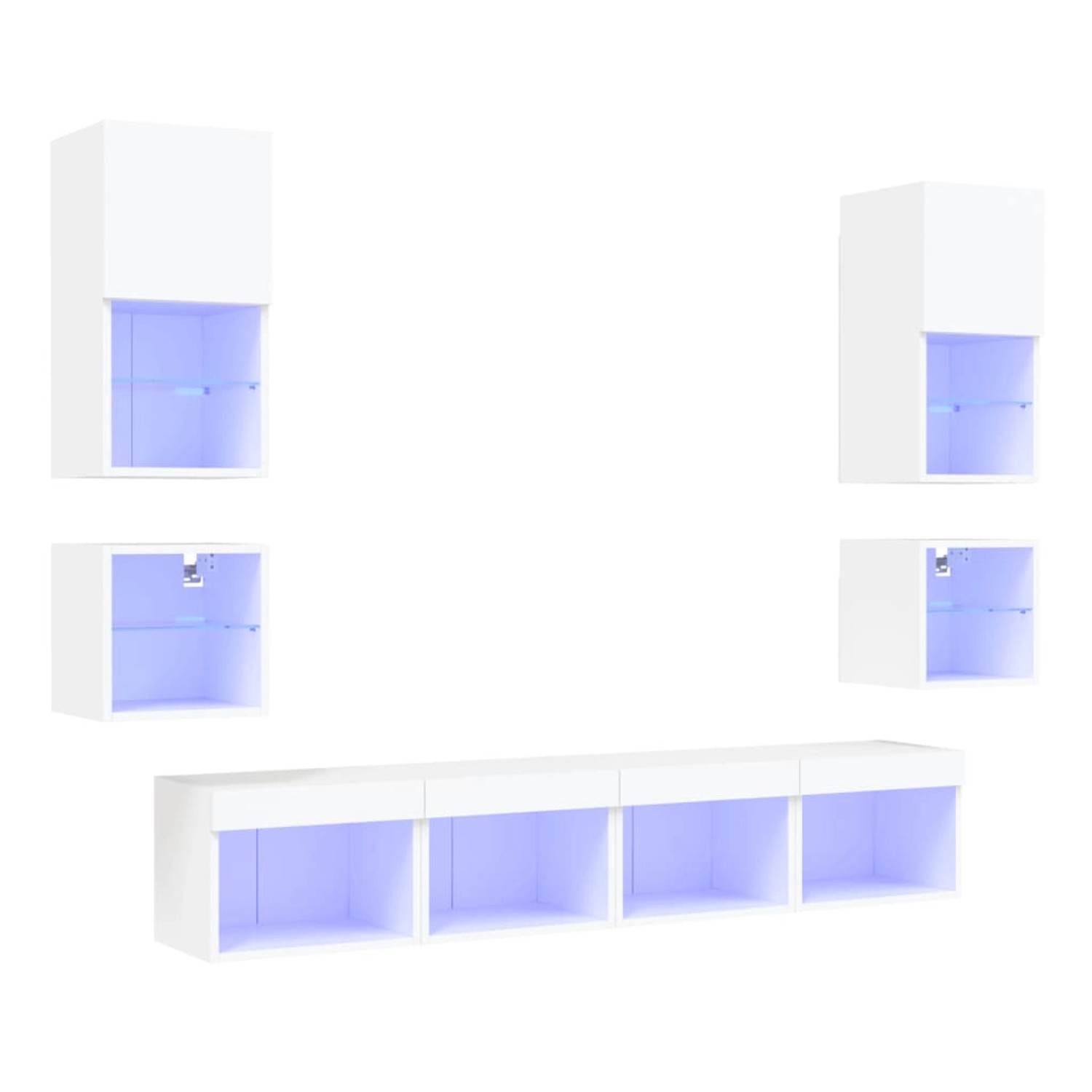vidaXL 8-tlg. Wohnwand mit LED-Beleuchtung Weiß Holzwerkstoff  Modell 1 günstig online kaufen