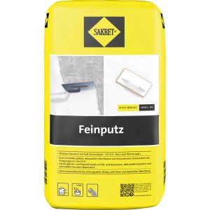 Sakret Feinputz 10 kg Sack, gelb. Filzbarer Oberputz für Innen- und Außenbereich.