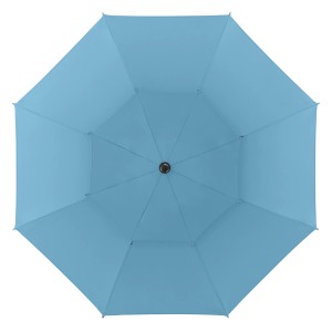 Blauer Doppler Strandschirm Windprofi Neo 200 von unten, ideal für windige Tage am Strand.