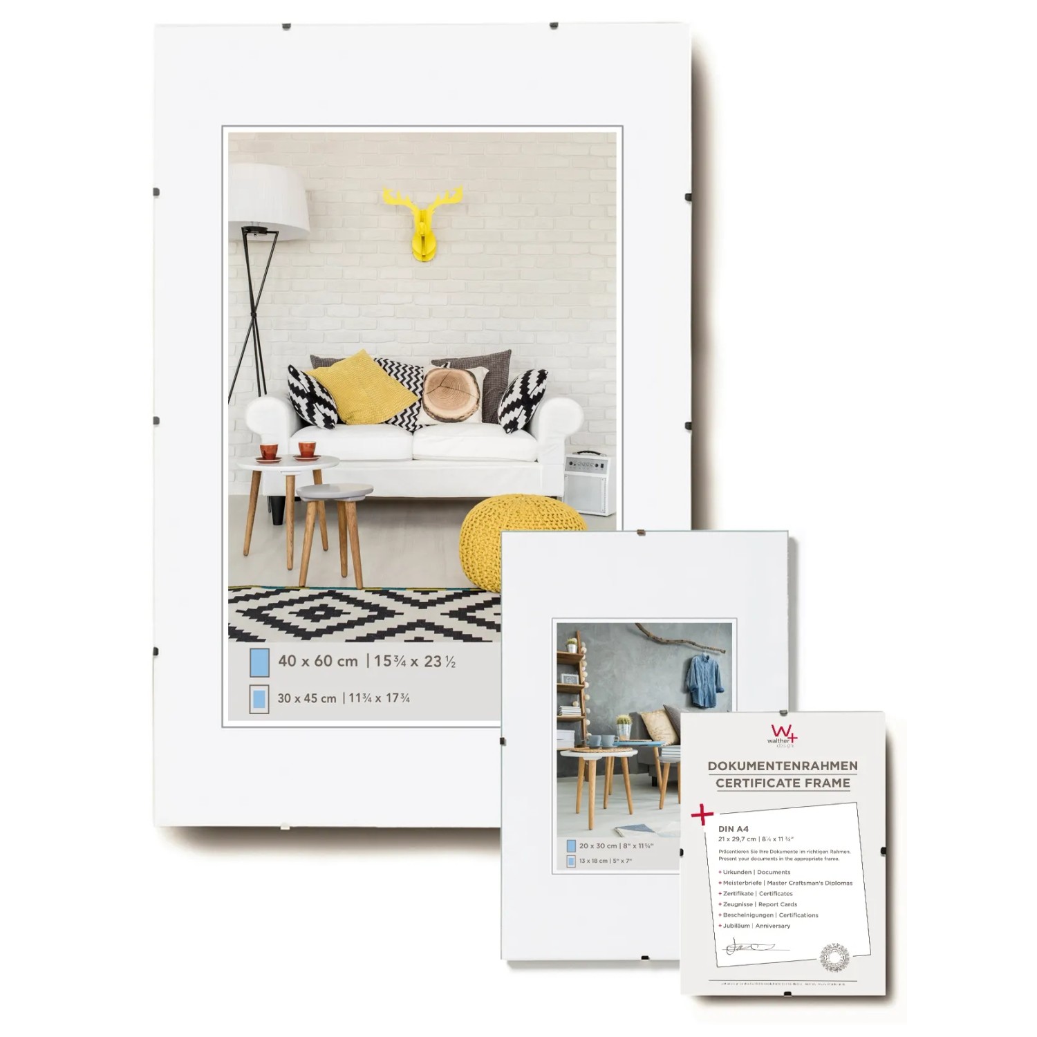 walther design Rahmenloser Bildhalter 60x90 cm, Klarglas, Clip-Verschluss für Dekoartikel & Wohnaccessoires.