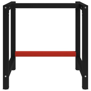 Werkbankgestell von vidaXL, Metall, 80x57x79 cm, schwarz-rot. Tischgestell für Werkbank.
