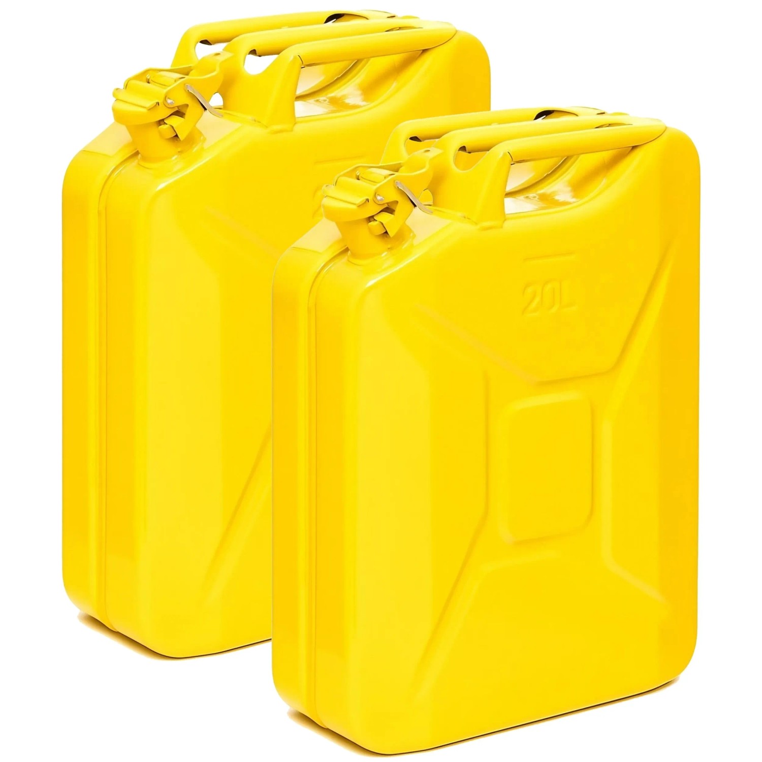 BW Kraftstoffkanister Metall Benzinkanister 2x 20 Liter Gelb RAL 1018 TÜV-geprüft und UN-Zulassung Made in Europe