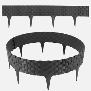 Aquagart Rasenkante Rattanoptik I Anthrazit I 4x80 cm Module I Kunststoff Beeteinfassung Für Beet und Rasenabgrenzungen I Flexible Beetumrandung