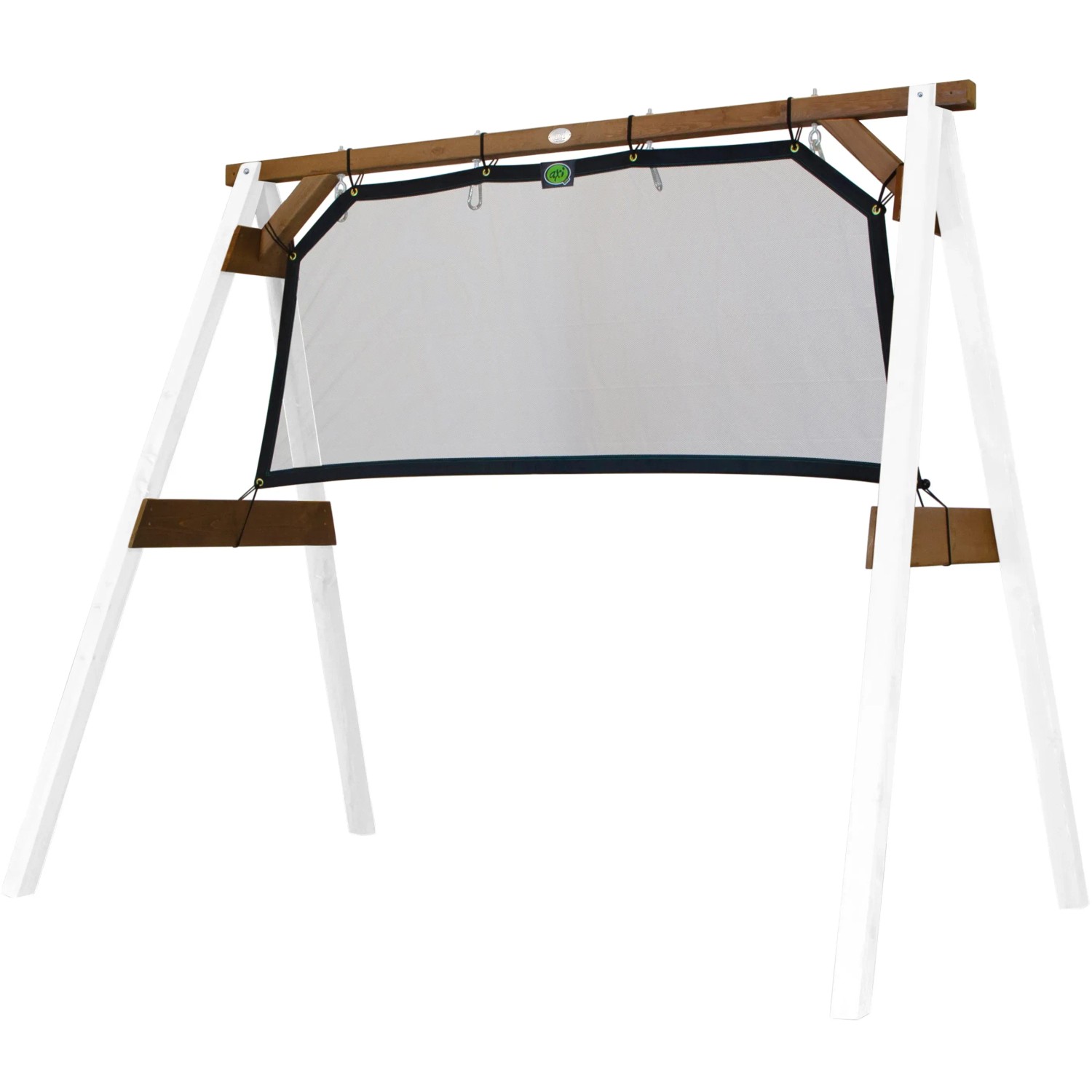 Axi 4-in-1 SportsFun: Schaukelgestell mit Netz für Fußball, Tennis, Volleyball oder Badminton. Weiß/braun, 160x254x207 cm.