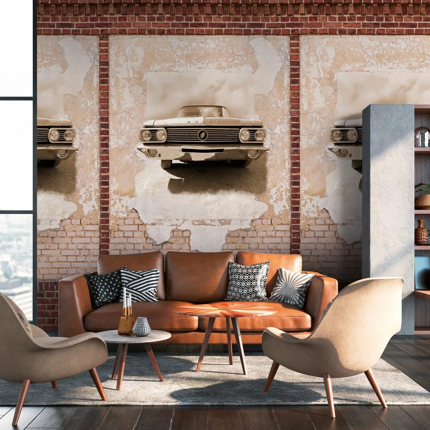 PROFHOME 392431-GU Fototapete Ziegelstein Braun Beige Rot Creme 1,59 m x 2, günstig online kaufen