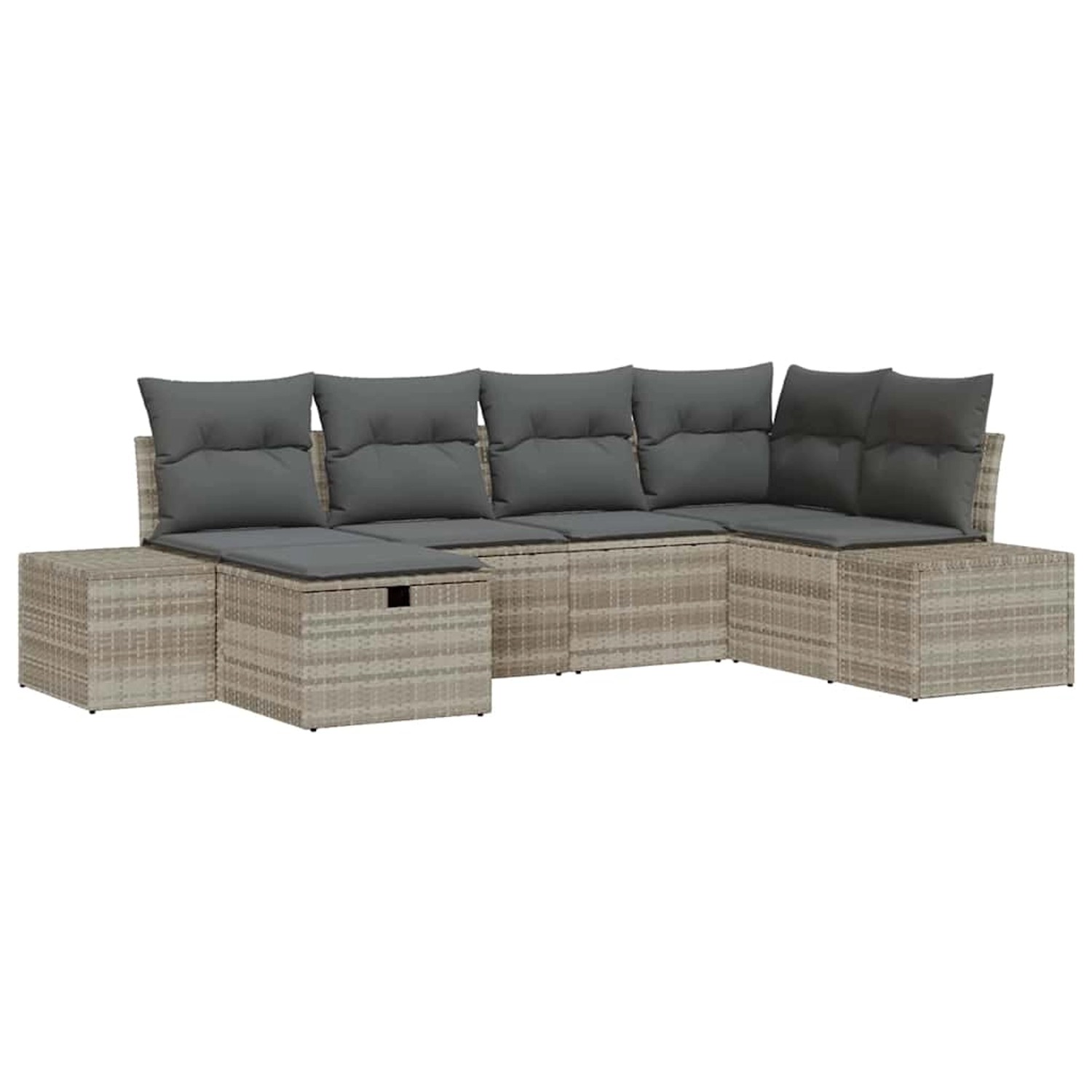 vidaXL 6-Teiliges Garten-Sofa-Set mit Kissen in Hellgrau aus Poly Rattan 33 günstig online kaufen