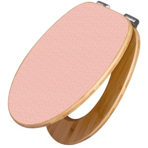 Banjado WC-Sitz aus Bambus mit rosa Arabesque Motiv und Absenkautomatik.