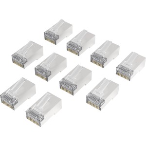 10 Hama Netzwerkstecker CAT 6A, 10 Gbit/s, geschirmt für schnelle Datenübertragung.