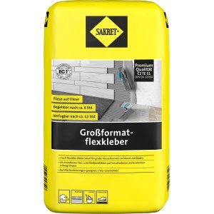Gelber Sack Sakret Großformat Flexkleber, 20 kg, für Fliesen und Platten.