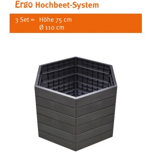 Garantia Ergo Hochbeet-System L Stone, sechseckig, aus Kunststoff in Steinoptik.