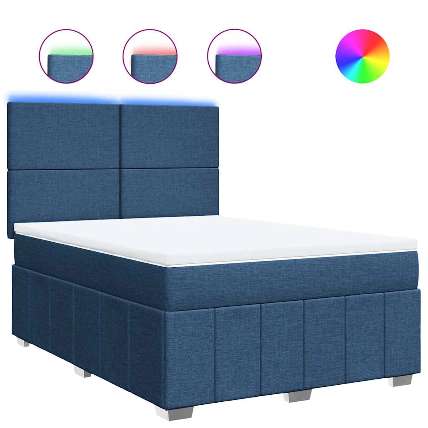 vidaXL Boxspringbett mit Matratze Blau 140x190 cm Stoff 3293962 günstig online kaufen