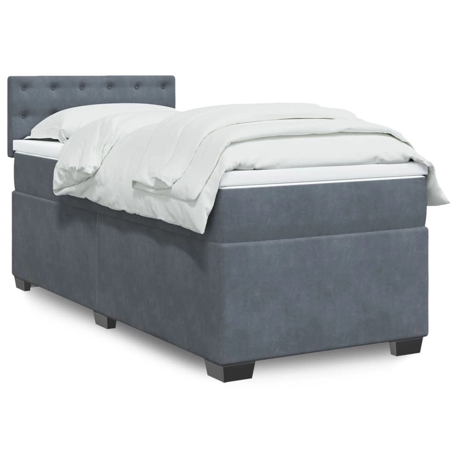 vidaXL Boxspringbett mit Matratze Dunkelgrau 80x200 cm Samt 3288475 günstig online kaufen