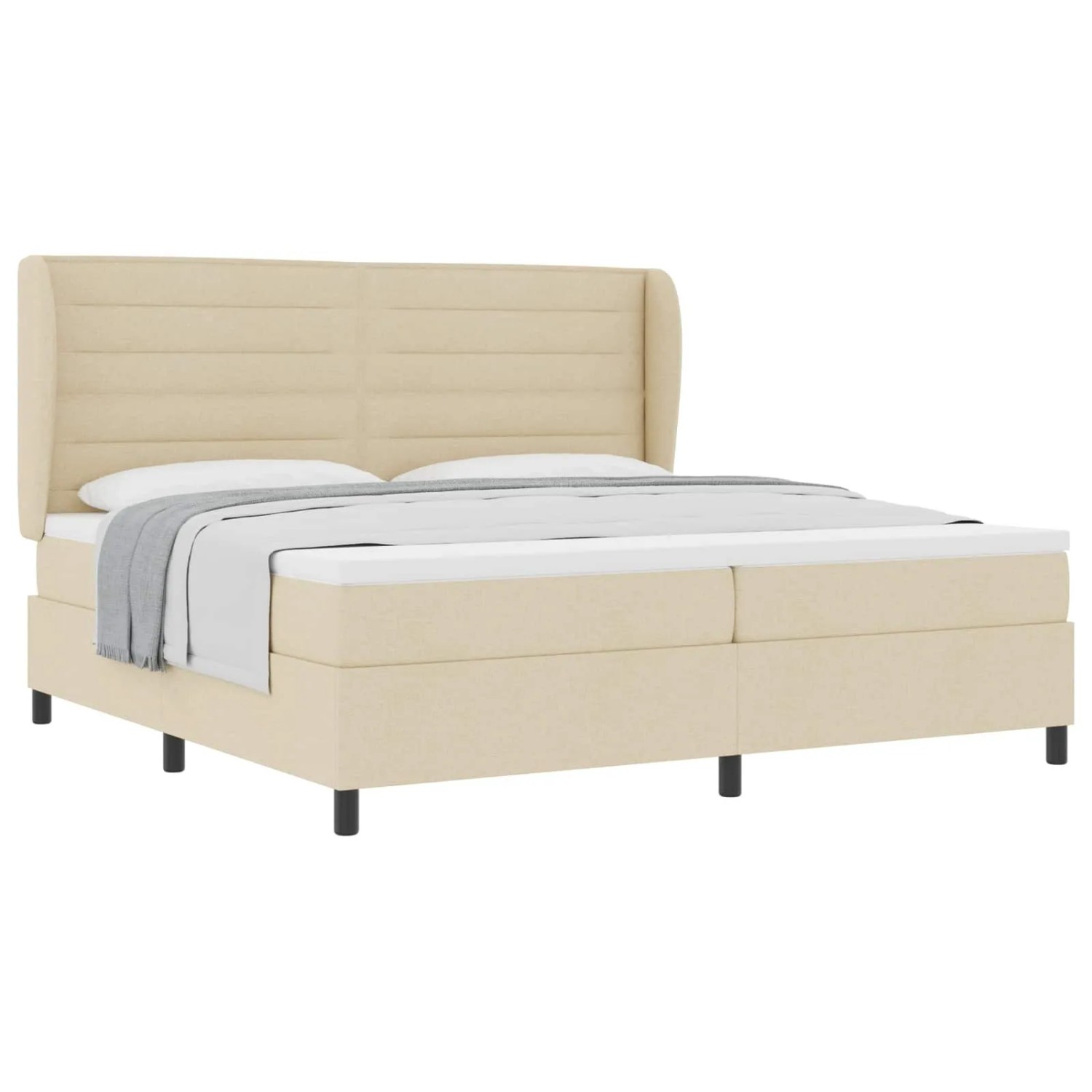vidaXL Boxspringbett mit Matratze Creme 200 x 200 cm Stoff 3340527