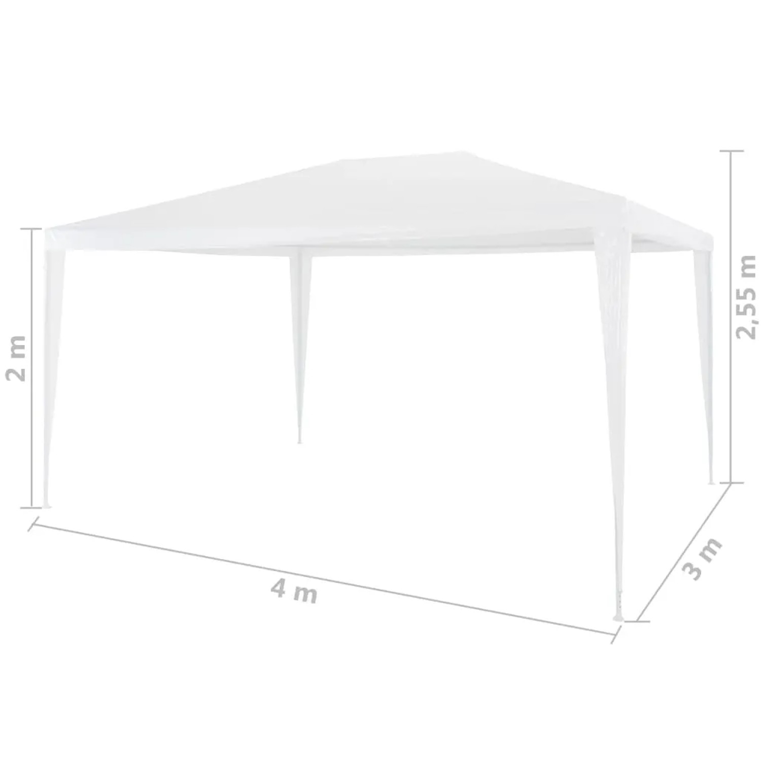 Weißes Partyzelt vidaXL 3x4 m für Gartenpartys & Feste. Markise aus Polyethylen, Stahlrahmen.
