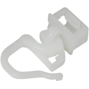 Weißer Mydeco Klickgleiter für Gardinenschienen, geeignet für 3,2 cm x 1,1 cm Gardinenstangen.