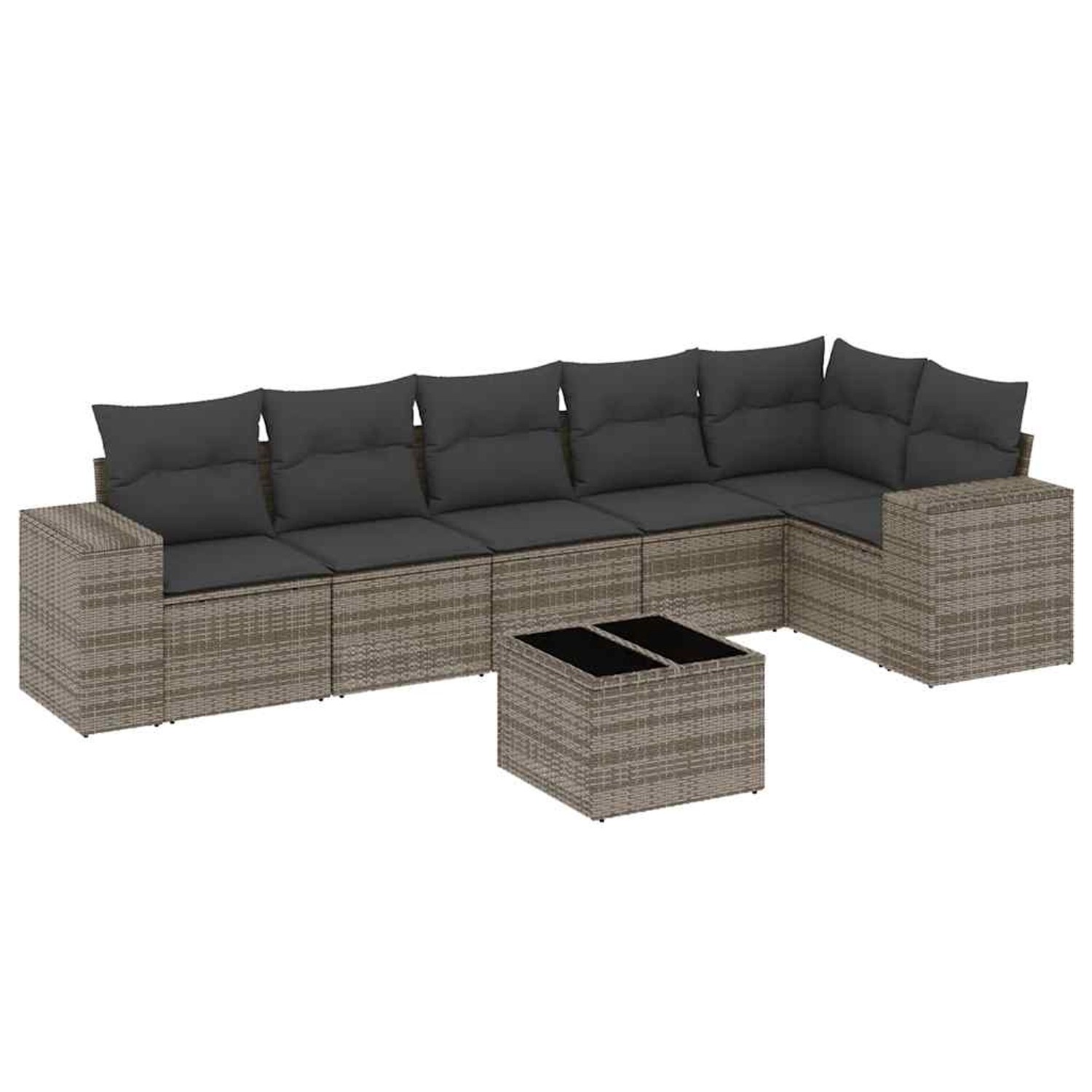 vidaXL 7-Tlg Garten-Sofagarnitur mit Kissen Grau Poly Rattan 3222599 günstig online kaufen