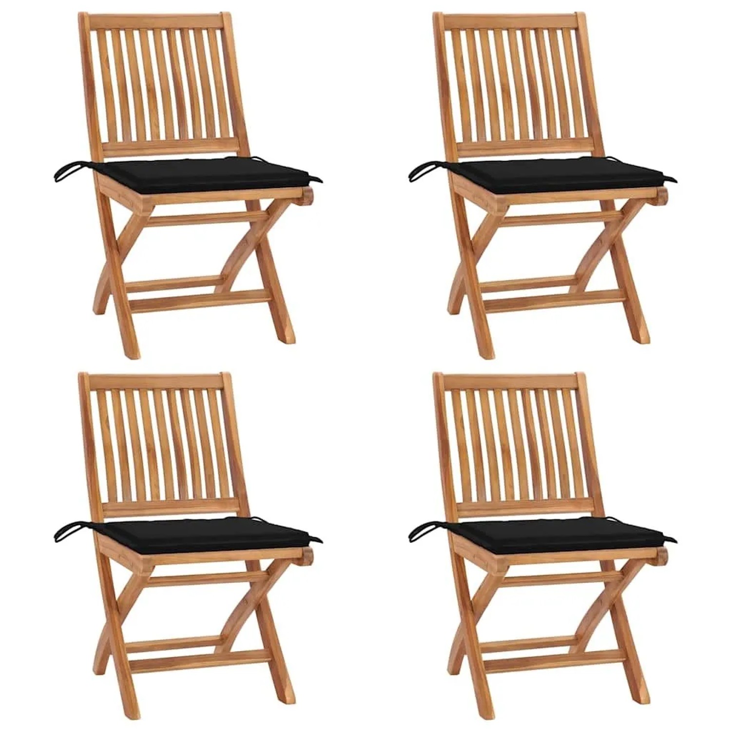 vidaXL Klappbare Gartenstühle mit Kissen 4 Stk Massivholz Teak 3072814 günstig online kaufen
