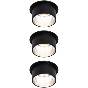 LED Einbauleuchten-Set Gil Coin, 3er, schwarz matt/Eisen, dimmbar, 3x6W