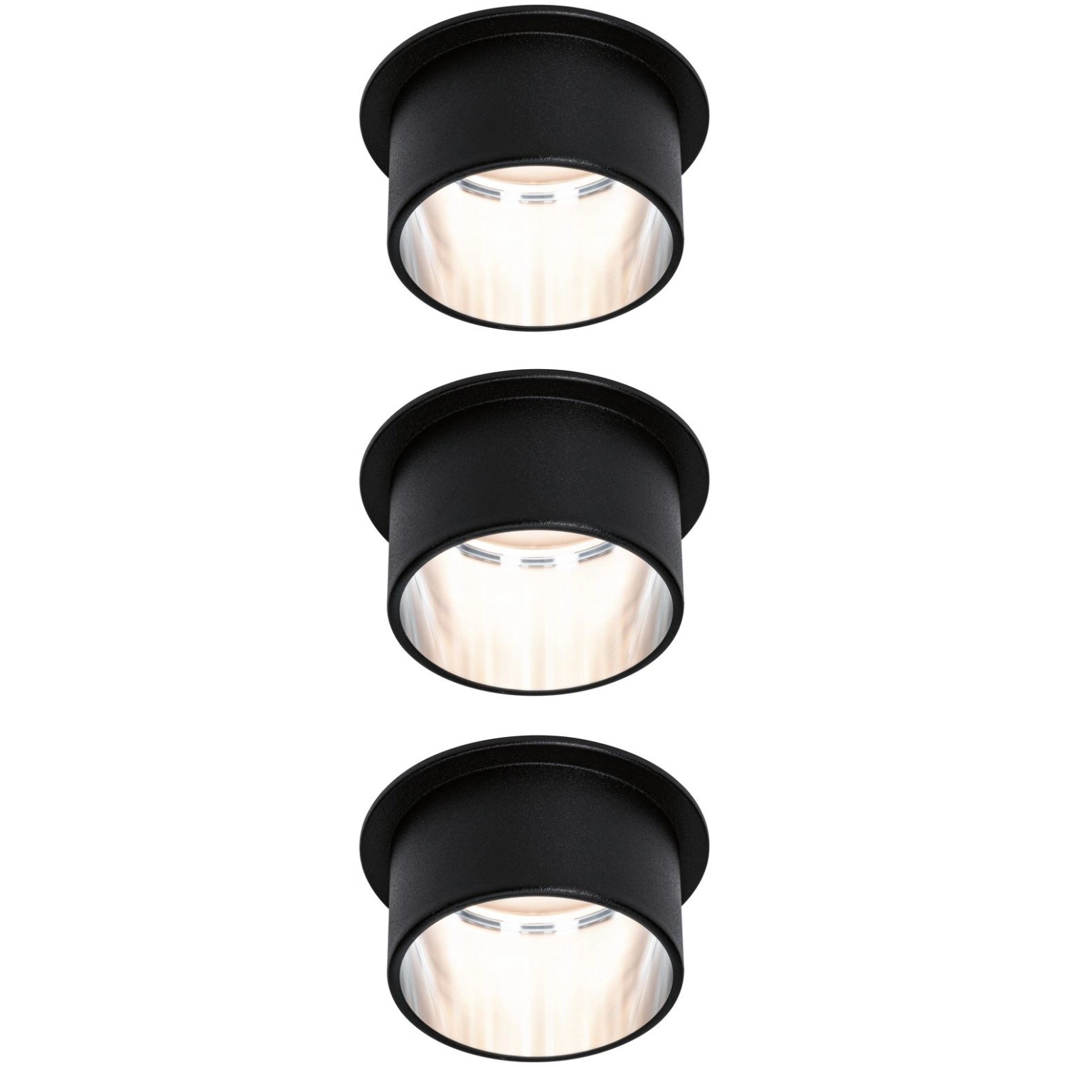 LED Einbauleuchten-Set Gil Coin 3StepDim rd starr 3x6W Schwarz matt/Eisen Alu