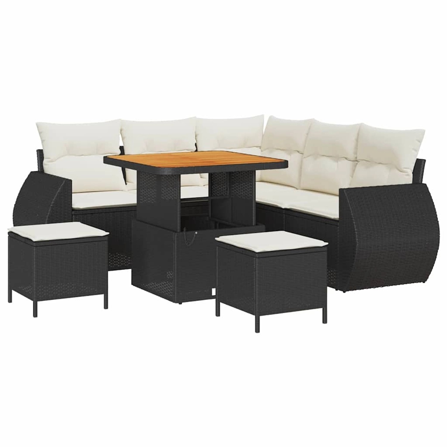 vidaXL Garten-Sofa-Set 8-Tlg Schwarz Poly Rattan 3361870 günstig online kaufen