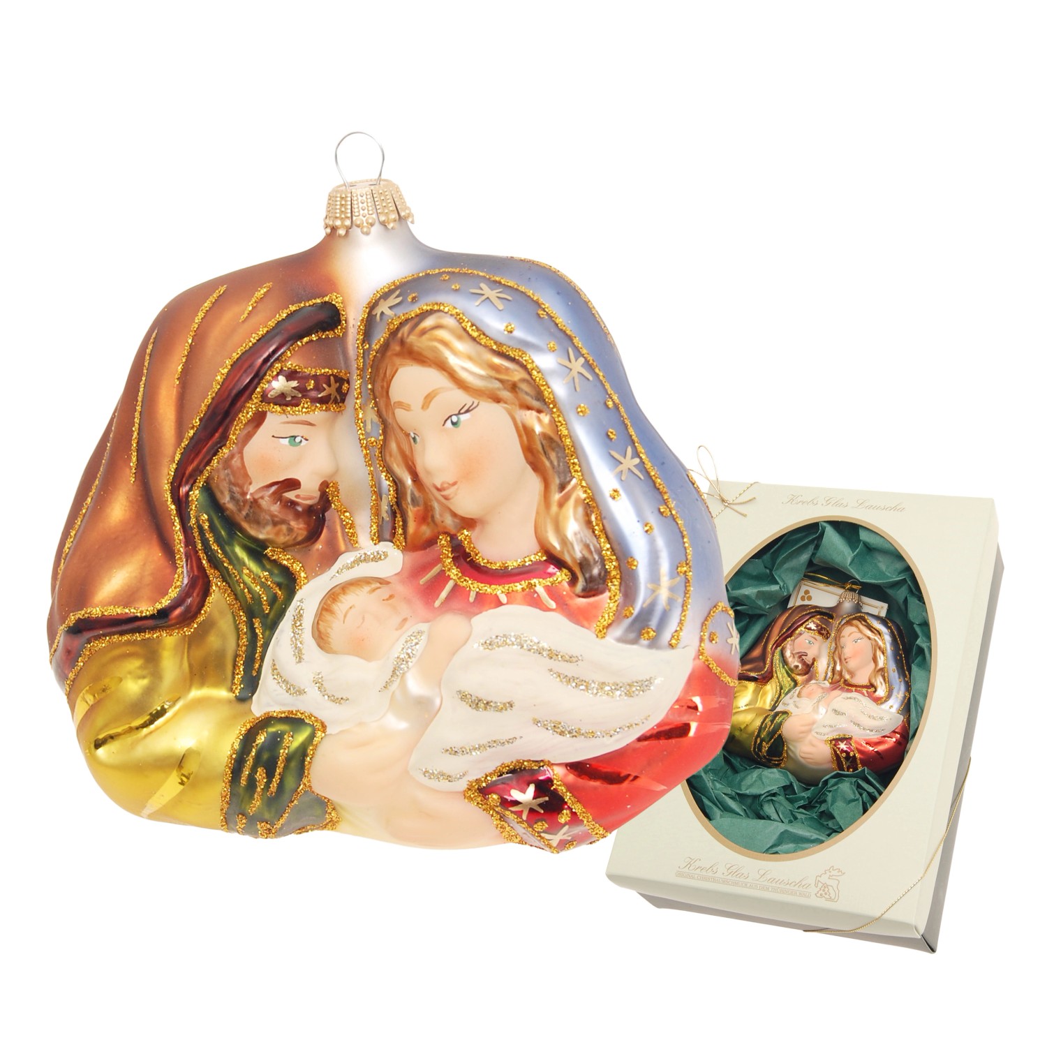 Krebs Glas Lauscha Baumschmuck Die Heilige Familie Mehrfarbig 11cm
