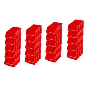 PROREGAL SuperSparSet: 20 rote Sichtlagerboxen (12,6x17x24cm) aus Polypropylen, gestapelt.