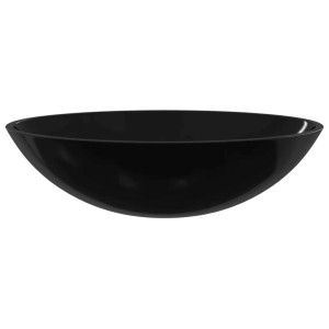 Schwarzes Glas-Waschbecken, 50x37 cm, modernes Design für Bad oder WC.