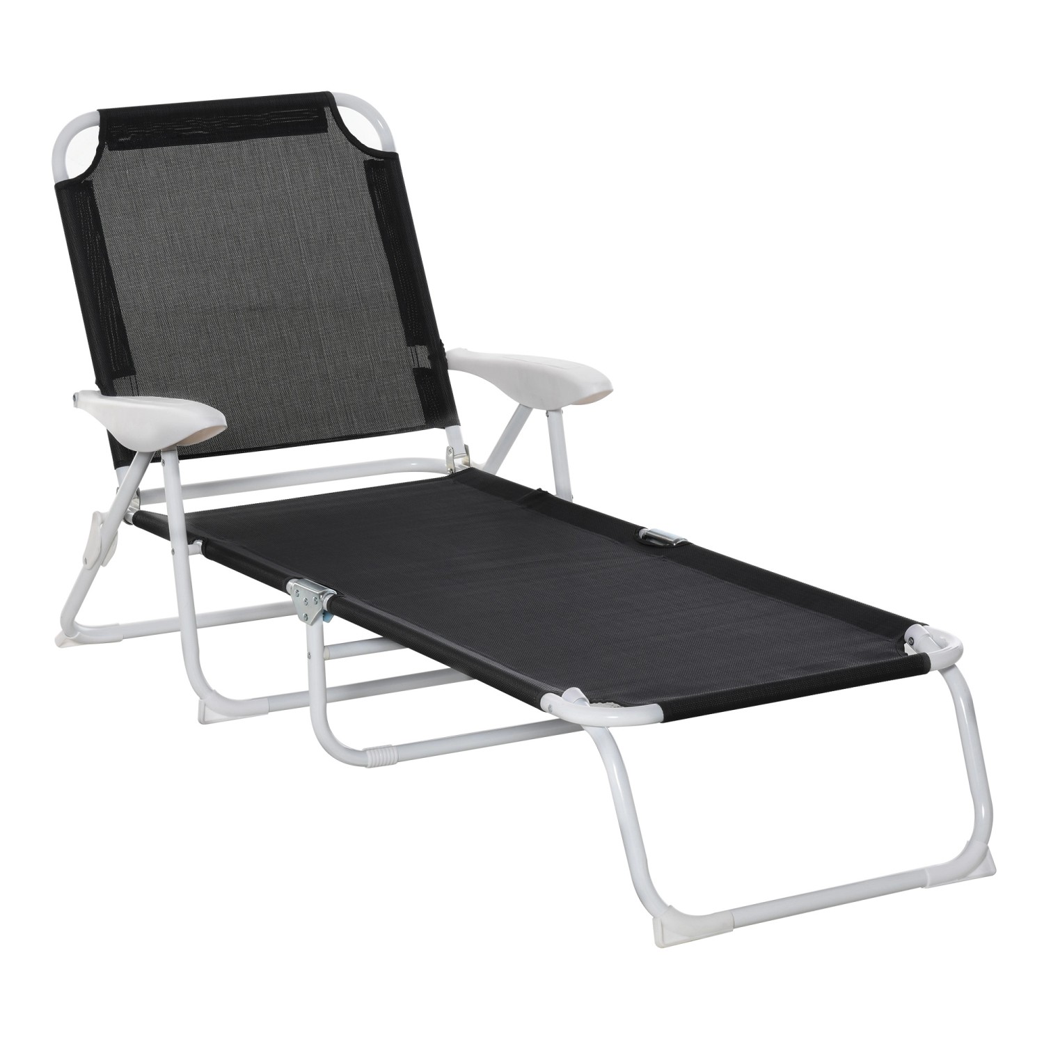 Outsunny Liegestuhl Klappbar 4-Stufige Gartenliege Schwarz günstig online kaufen