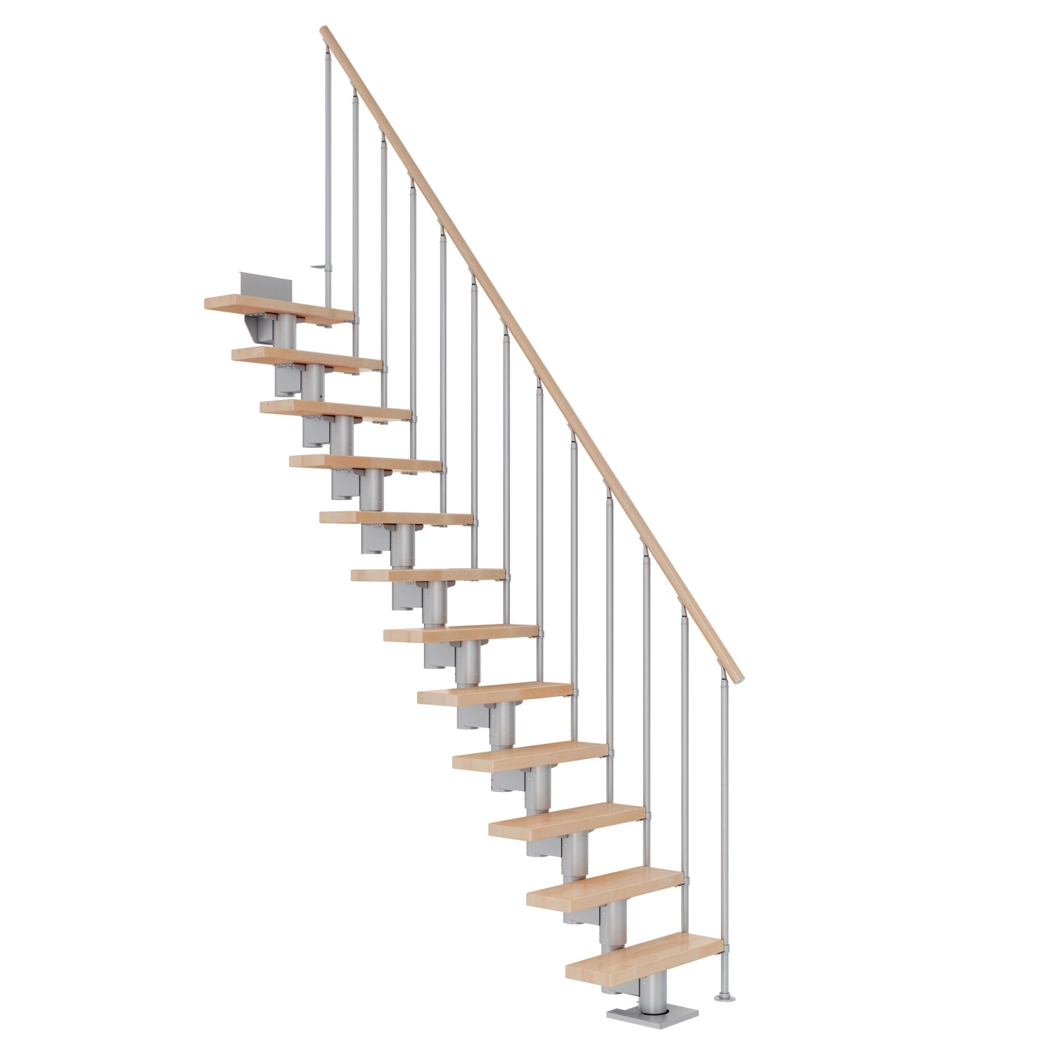 Dolle Mittelholmtreppe Dublin Buche Perlgrau GH bis 337 cm Gerade 65 cm FSC günstig online kaufen