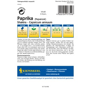 Kiepenkerl Profi-Line Saatgut Paprika "Shakira". Scharf-würzige, rote Peperoni Sorte.