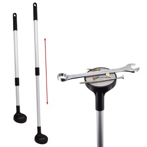 Tifler Magnetheber Deluxe, teleskopierbar, mit Schrauben und Schraubenschlüssel am Magnetkopf.