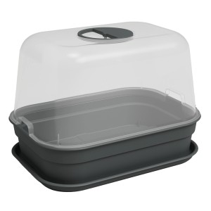 Artevasi Madagascar Anzucht-Untersetzer S, anthrazitfarben, mit transparentem Deckel für Pflanzenanzucht.