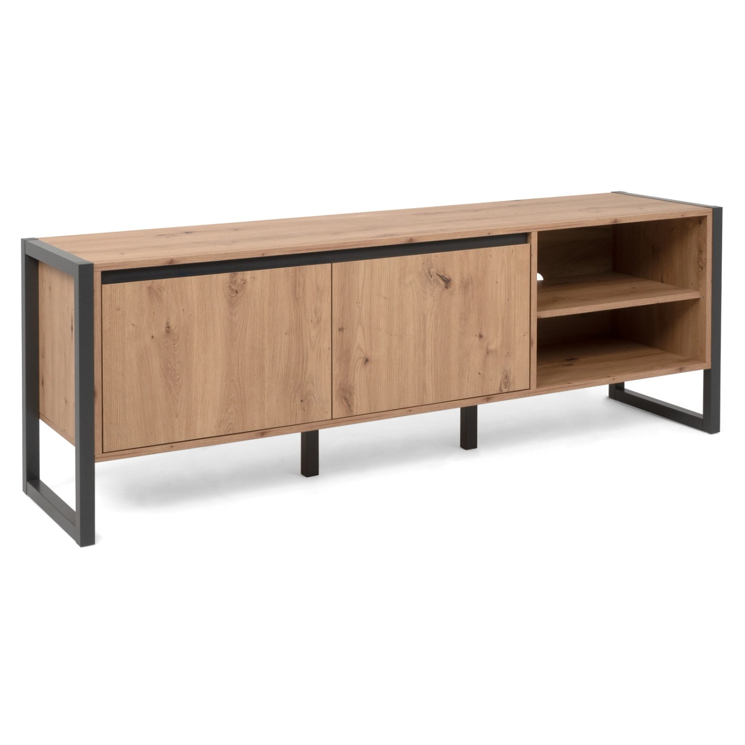 Furn.Design TV-Lowboard Eiche Artisan und Grau 160 cm 2-türig Industrial Ma günstig online kaufen