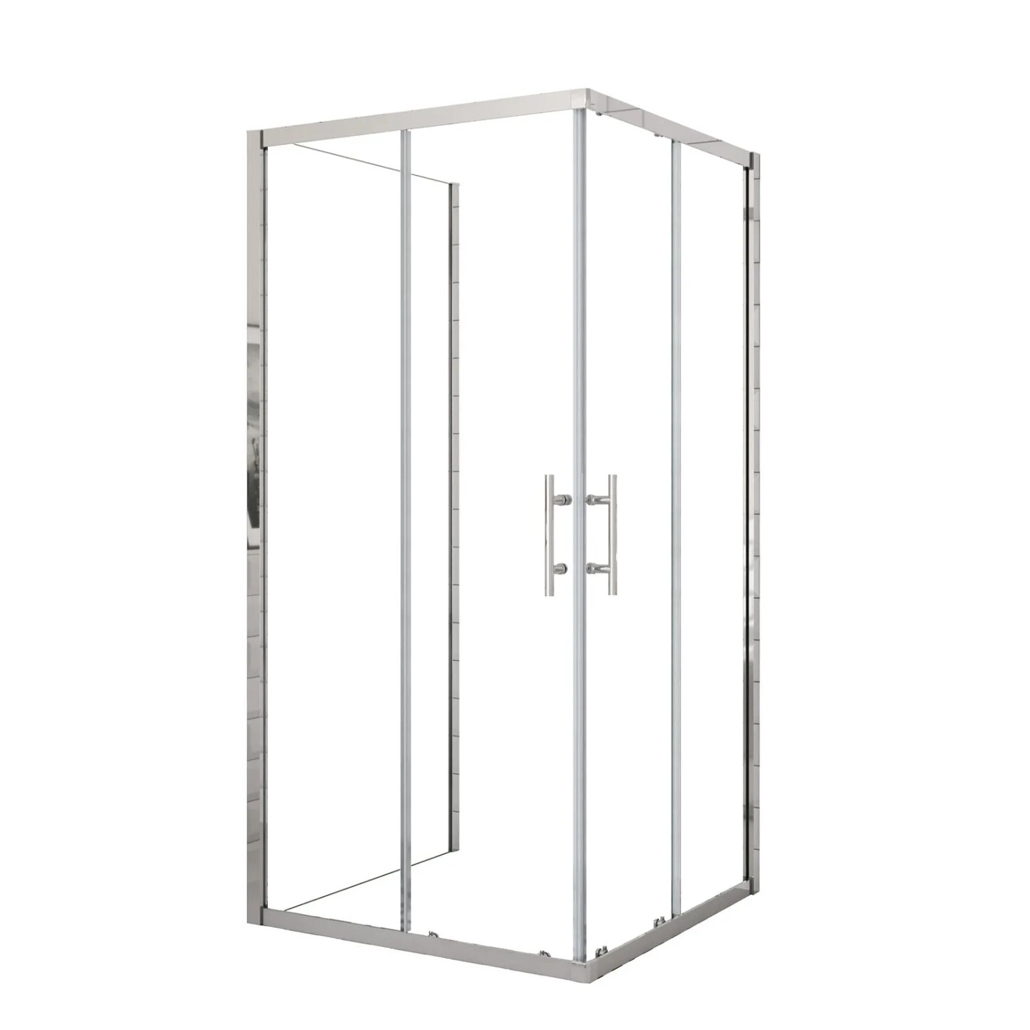 AICA U-Form Duschkabine Schiebetür 70cm x Schiebetür 70cm x Seitenwand 70cm Eckeinstieg Duschabtrennung 5mm ESG Sicherheitsklarglas Höhe 185cm