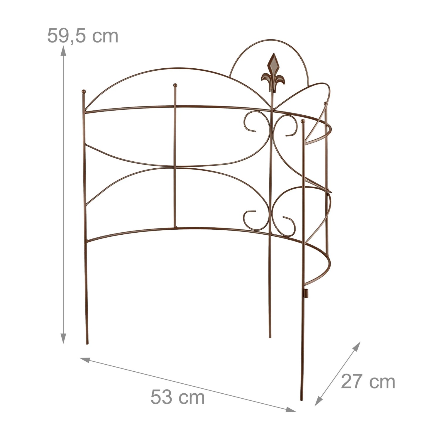 Relaxdays Staudenhalter Eisen Braun Zweiteilig 59,5 cm x 53 cm x 27 cm 1,5 kg_4