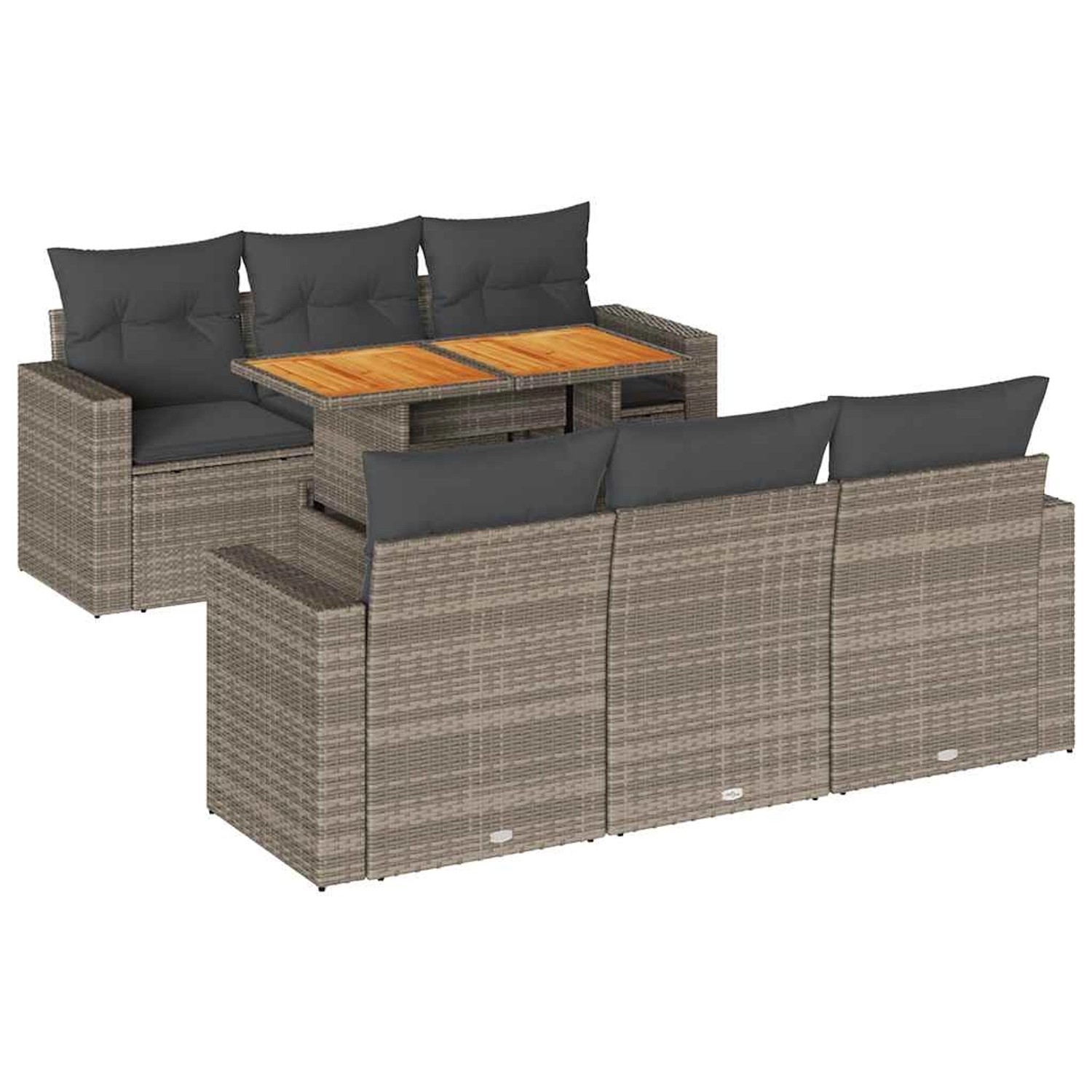 vidaXL 7-Tlg Garten-Sofagarnitur mit Kissen Grau Poly Rattan 3327000 günstig online kaufen