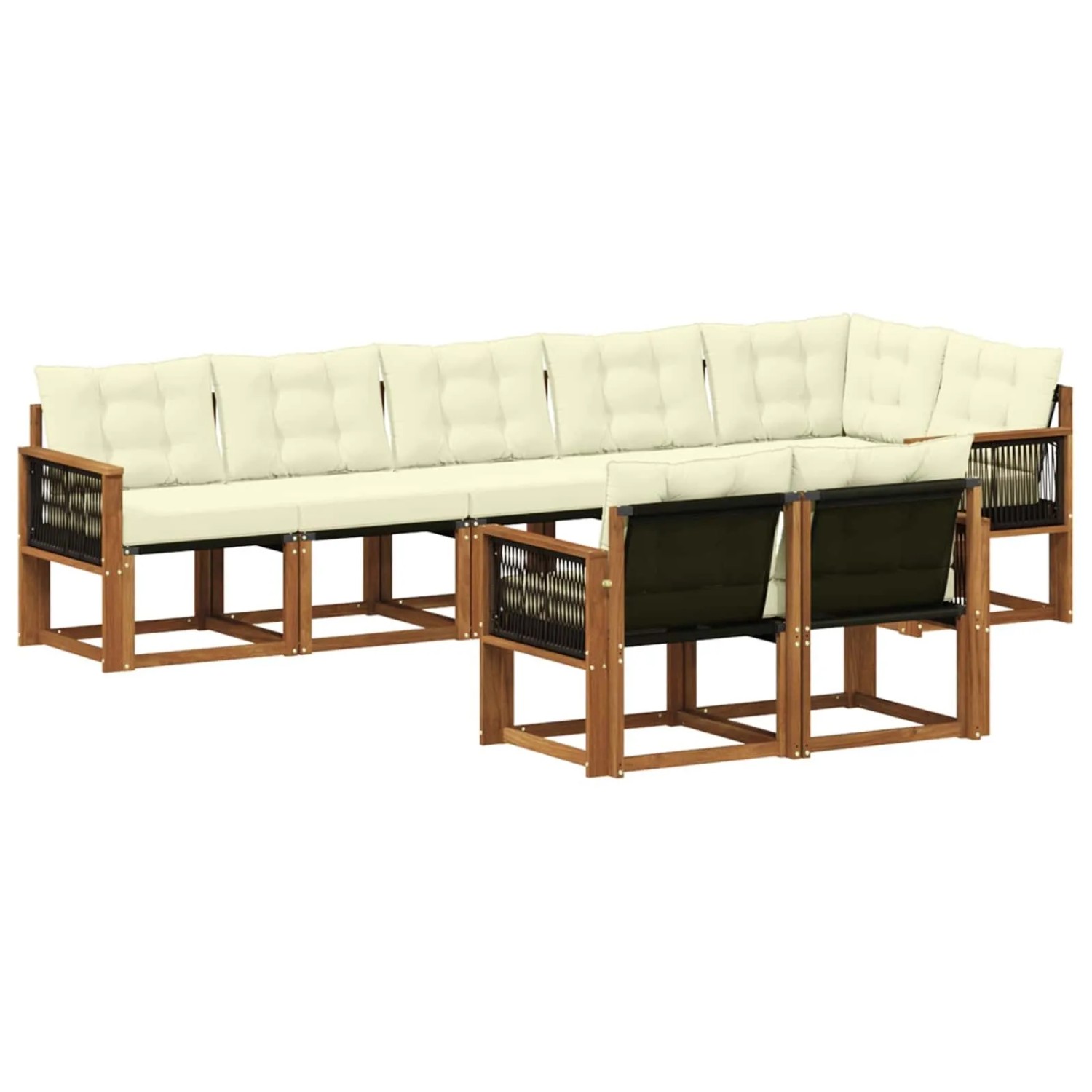 vidaXL Outdoor-Sofagarnitur mit Kissen 8 Stk Natur und Creme 3382030