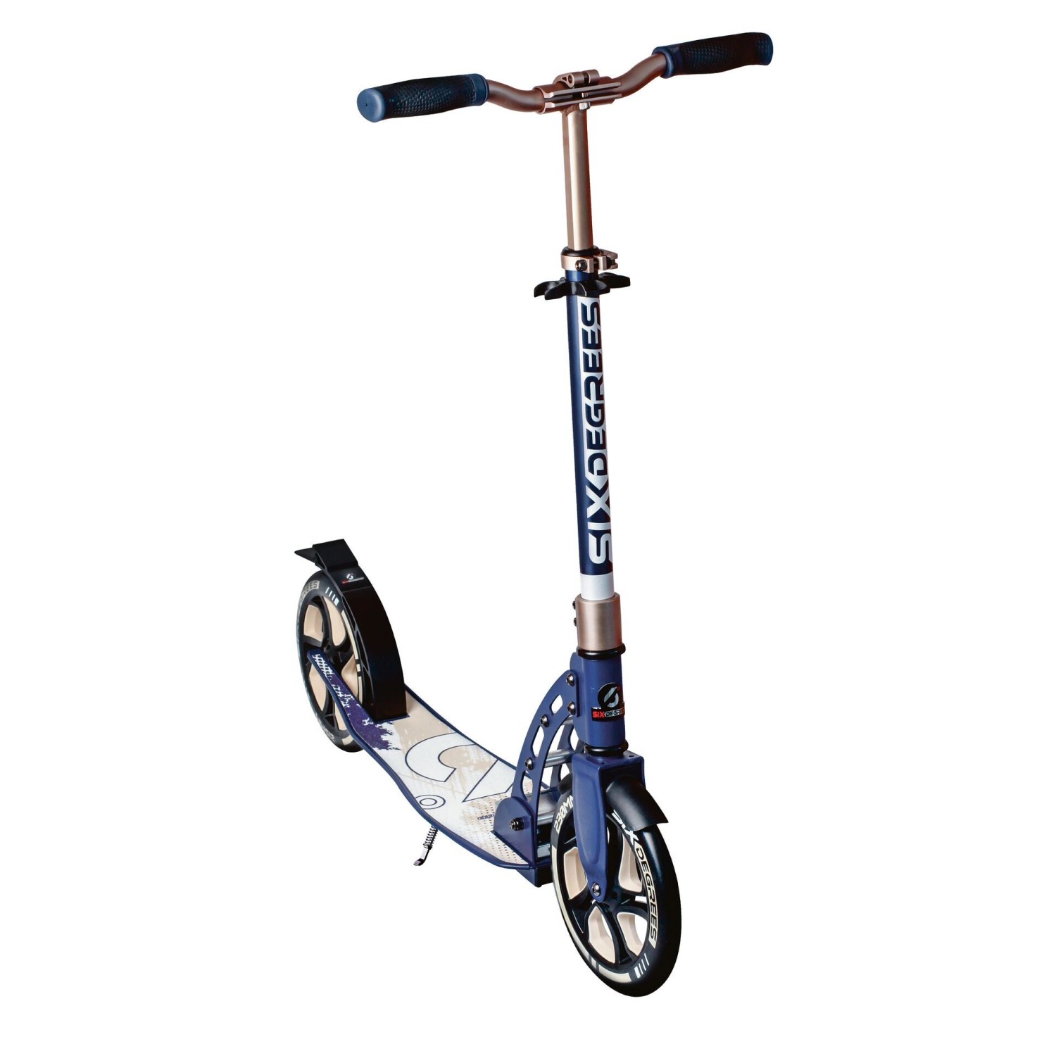 Six Degrees Aluminium Scooter mit Klappmechanismus und Ständer 230/215 mm ABEC 7 Höhenverstellbar GS-Geprüft Creme