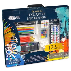 Artina Michelangelo Malset, 122-teilig mit Staffelei, Farben, Stiften und Zubehör.