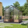 Vitavia Gewächshaus Venus 3800, schwarzer Rahmen, 3,8 m². Zur Pflanzenaufzucht im Garten.