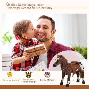 HOMCOM Spielpferd mit Sattel und Steigbügel für Kinder ab 3 Jahren.