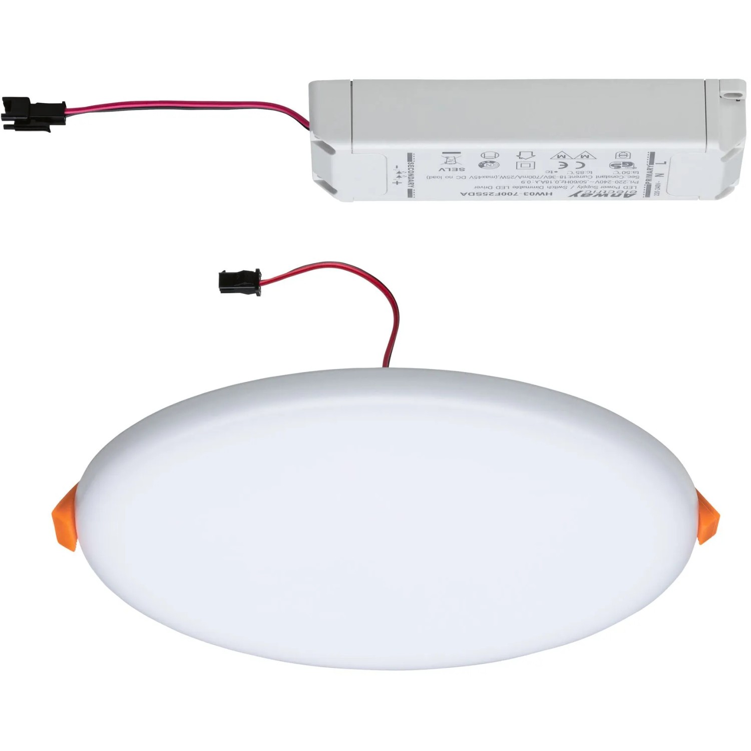 Paulmann LED-Einbaupanel Veluna, rund, dimmbar, 17W. Einbaustrahler mit warmweißem Licht.